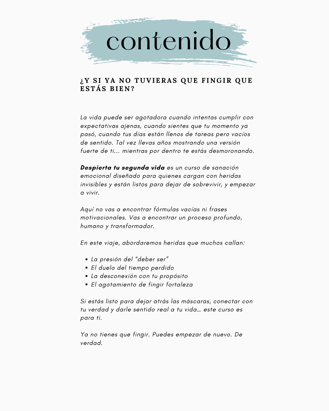 CURSO:  Despierta tu segunda vida